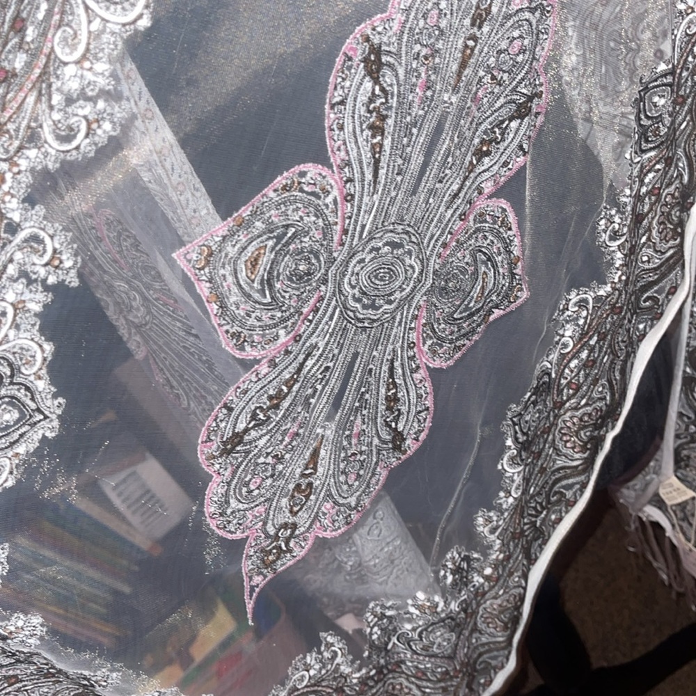 Pretty Persuasions Women's Paisley Burnout Tassel Ends Sheer Shawl Cardigan - Picture 4 of 6